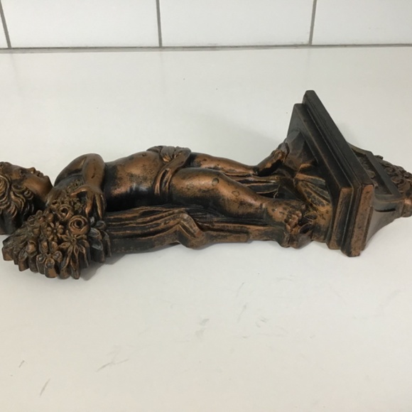 VTG Dart Syroco Cherub Wall Plaque Antiqued Copper Finish - Picture 7 of 8